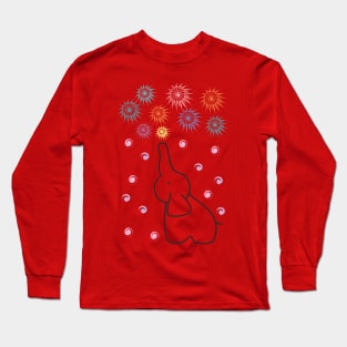 Little elephant launching fireworks with its trunk. Long Sleeve T-Shirt